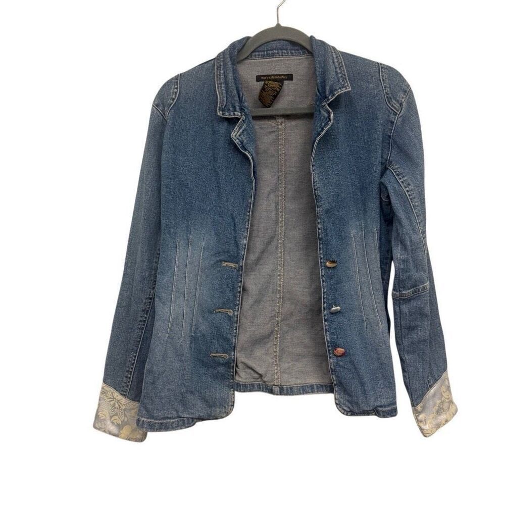 Patchwork Denim Blazer with Multicolor Design - image 2